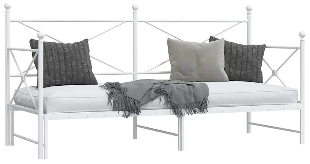 Daybed with Trundle without Mattress White 90x200 cm acél