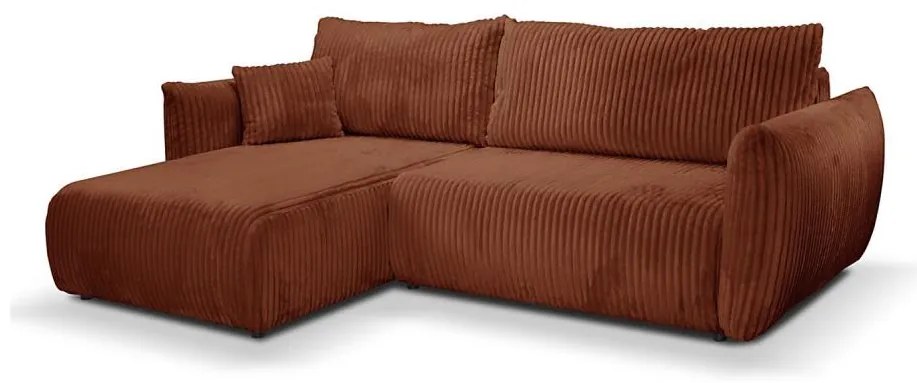 Univerzális ággyá alakítható L alakú sarokülőgarnitúra tárolórekesszel FRIDA barna