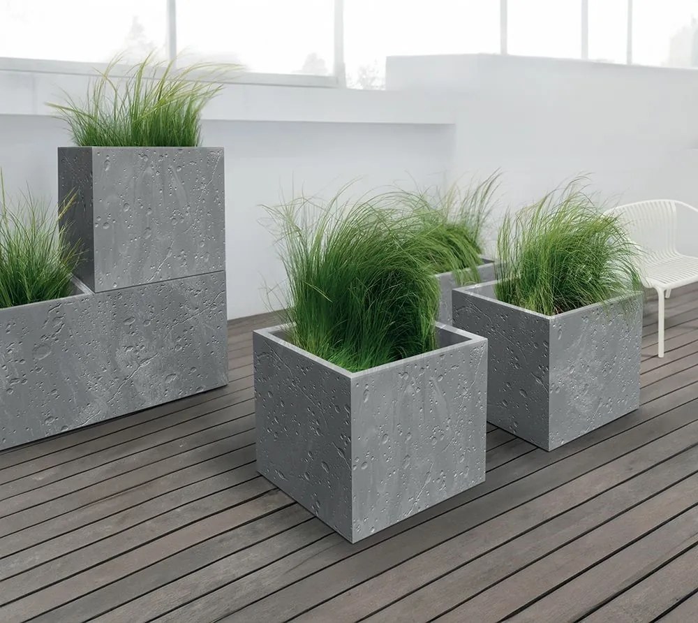 Virágcserép Prosperplast SIERRA CASE beton hatású 77 cm fekete beton
