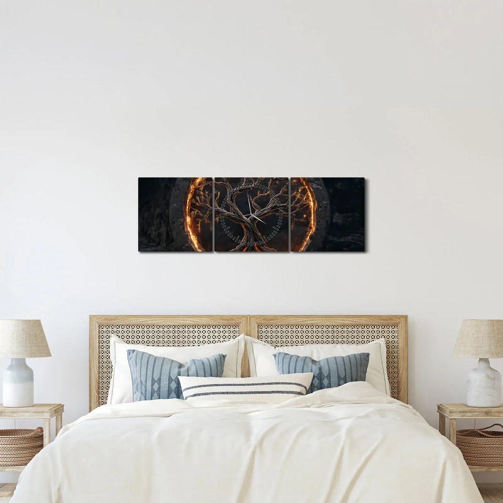Kép – Életfa lávában I. (órával) (90x30 cm)