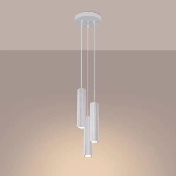 Sollux SL.1538 - Csillár zsinóron KARBON 3xGU10/10W/230V fehér