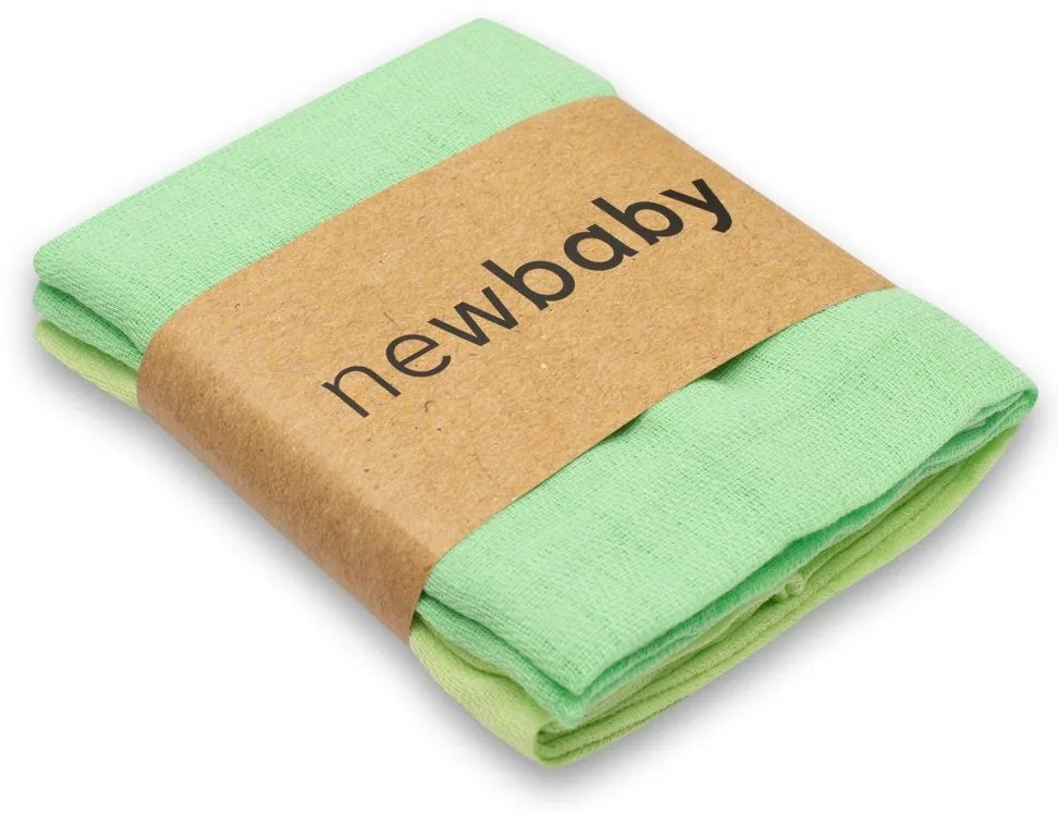 Pamut pelenkák New Baby 70x80 cm 2 db sötétzöld színű, élénkzöld színű