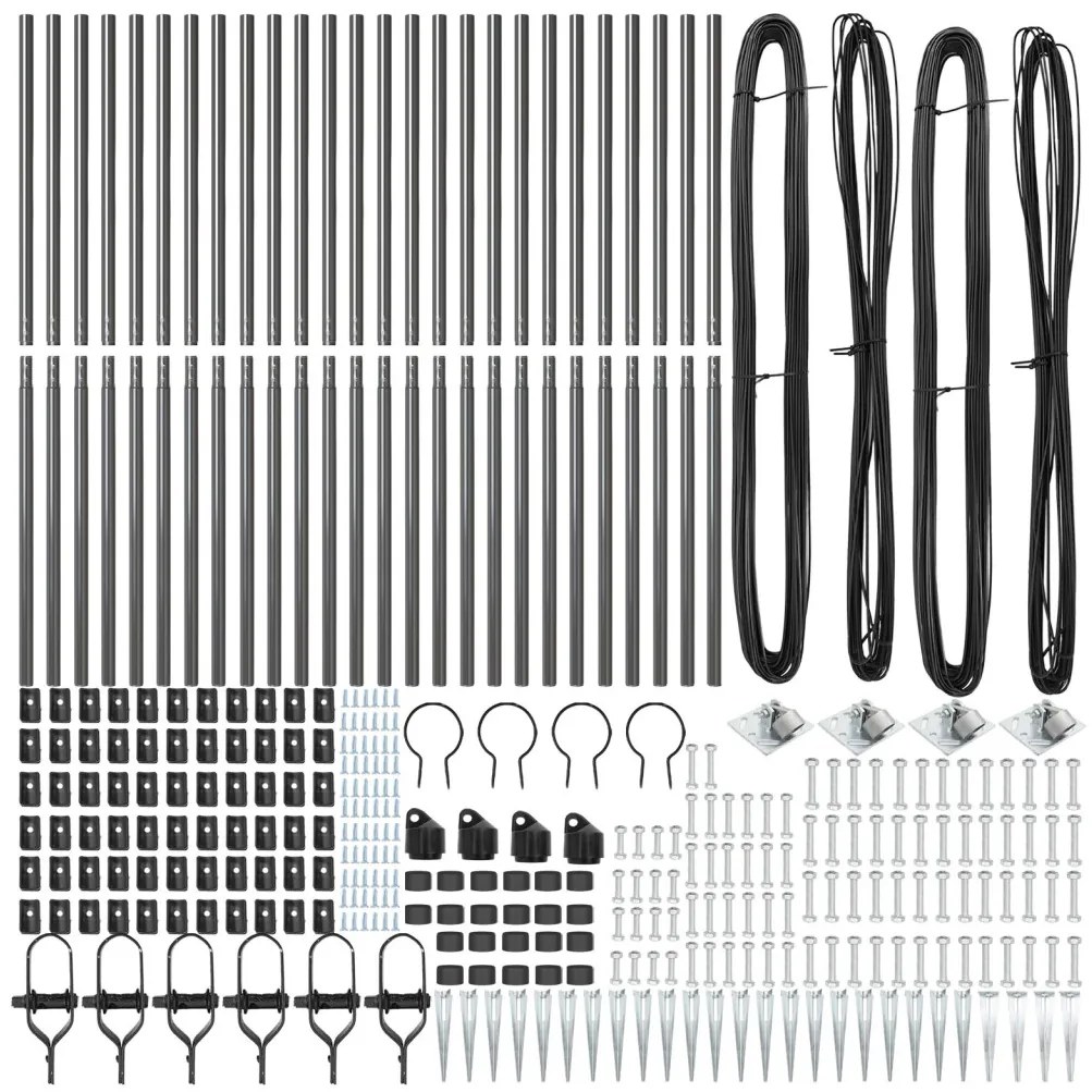 Fémkerítés Válaszfalak Cövekkel 26 db Ø32 mm 170 cm Átgázolt Acél