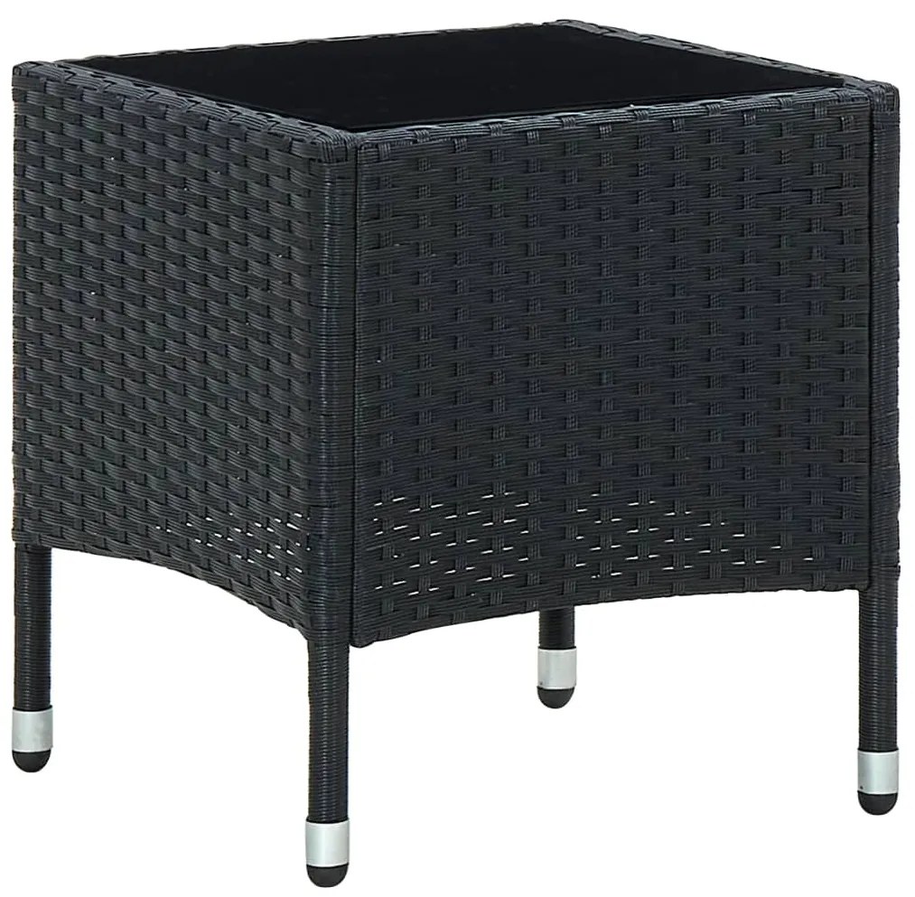 vidaXL fekete polyrattan kerti asztal 40 x 40 x 45 cm