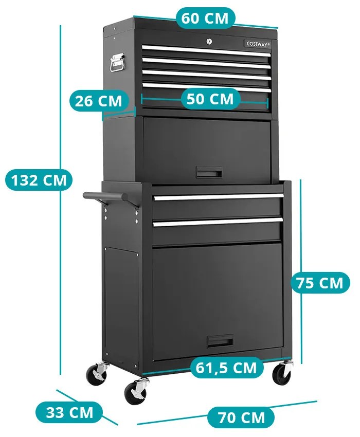 2 az 1-ben gurulós szerszámosláda