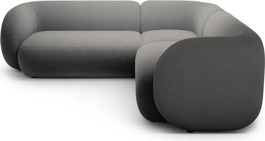 Sötétszürke bársony sarokkanapé Kate – Micadoni