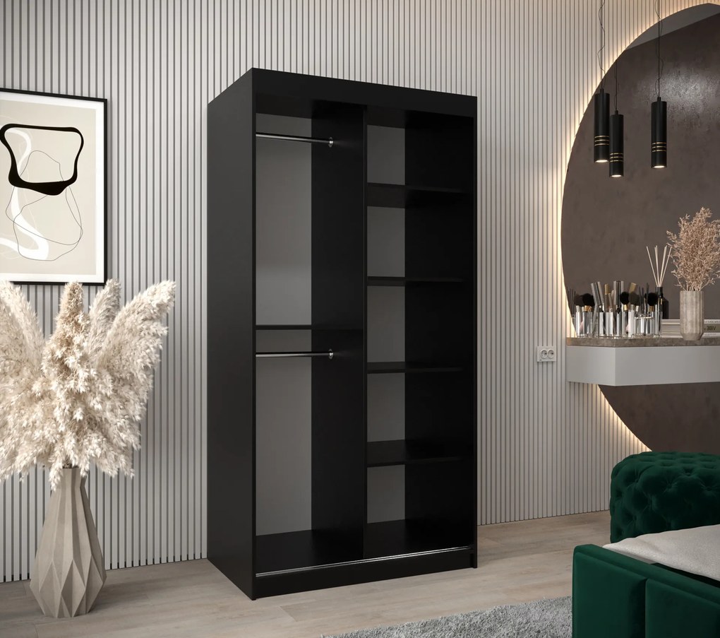 Ruhásszekrény 100 cm Verika 4 100 (fekete + artisan tölgy). 1064252