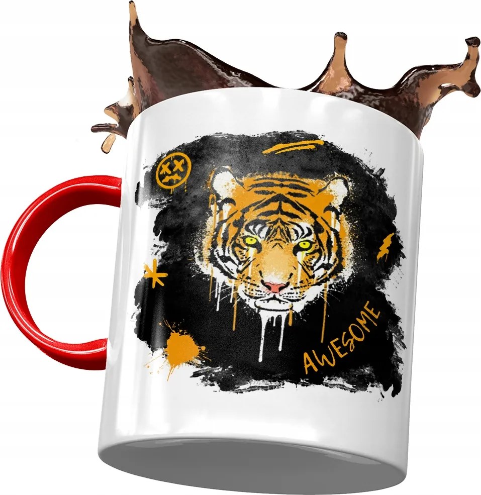 Piros Tigris Bögre Cuki Ajándék Nyomtatott Fotóval