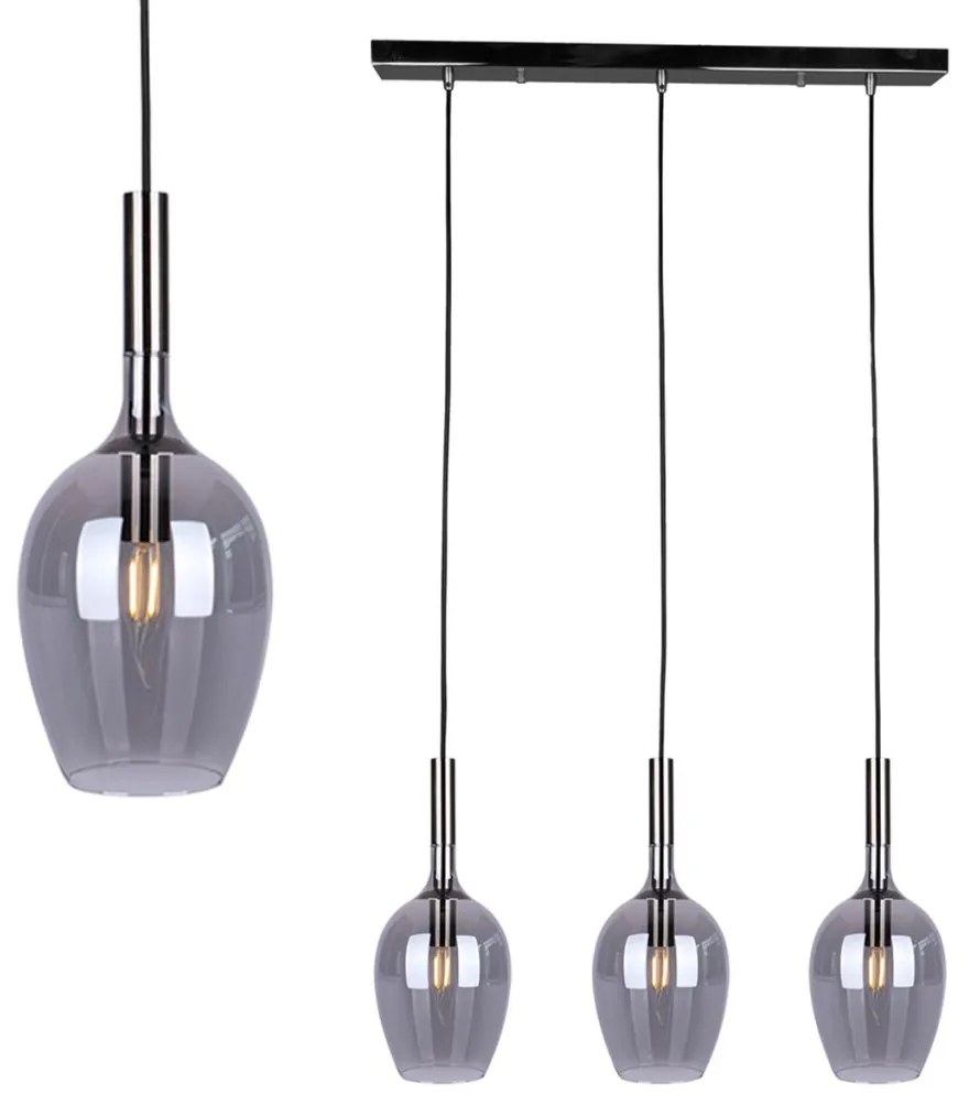 MILAGRO ML8814 LUGANO Többágú Függesztett Lámpa Fekete, Ezüst E14 IP20
