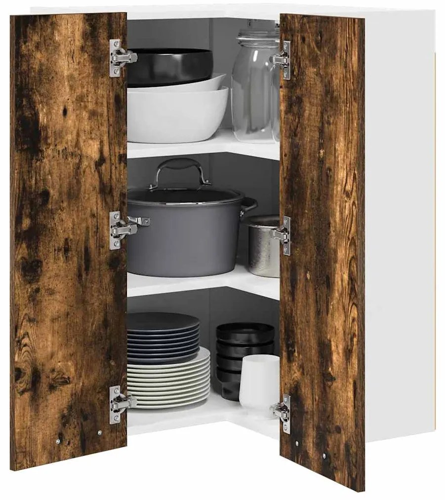 Függő szekrény Riga Füstölt tölgy és fehér 57 x 57 x 80 cm