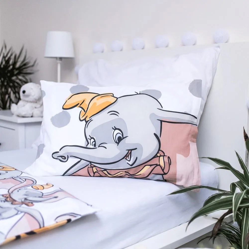 Fehér-szürke pamut gyerek ágyneműhuzat babaágyhoz 100x135 cm Dumbo "Dots" – Jerry Fabrics