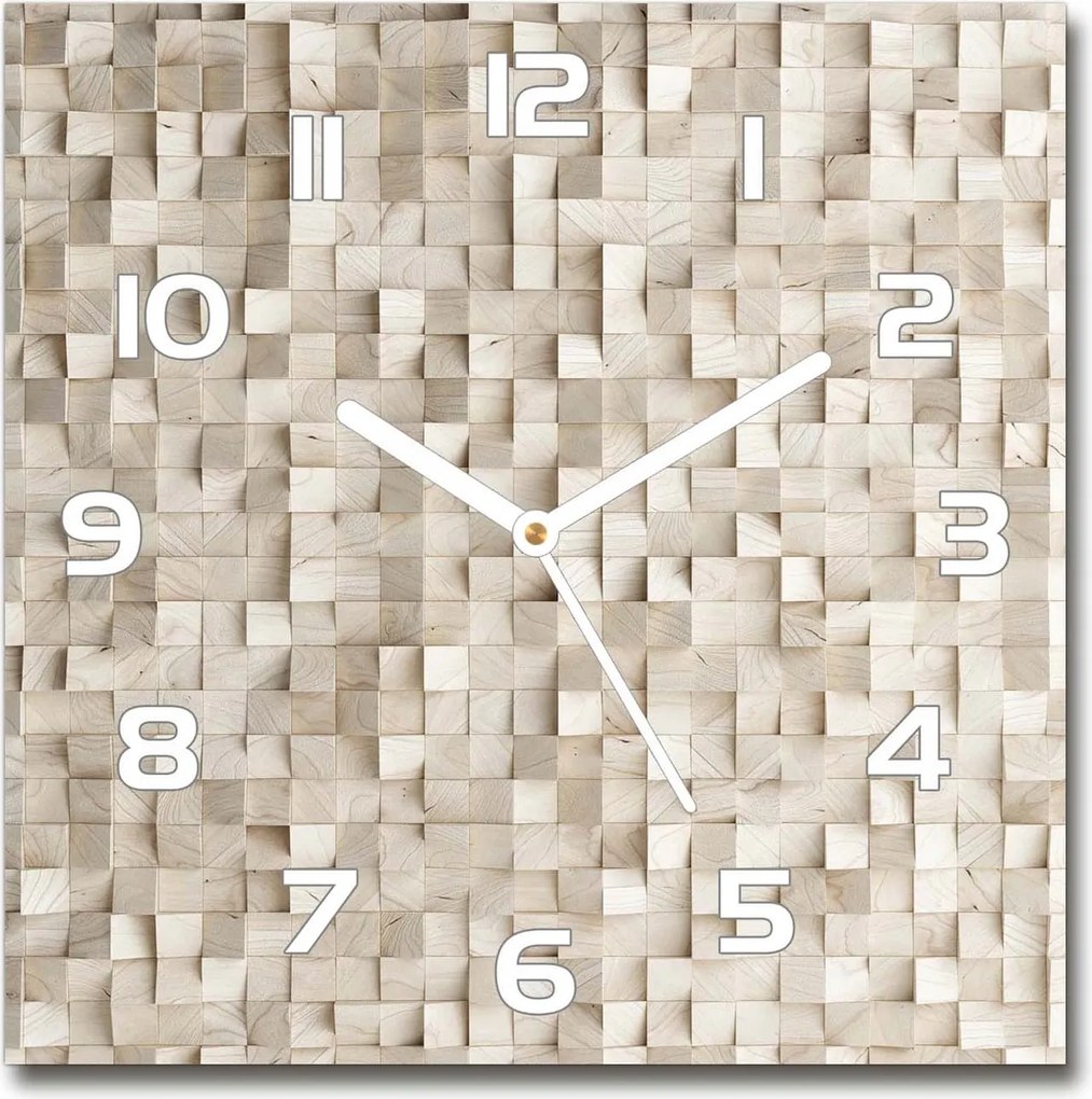 Üveg falióra Fa kockák 30x30 cm