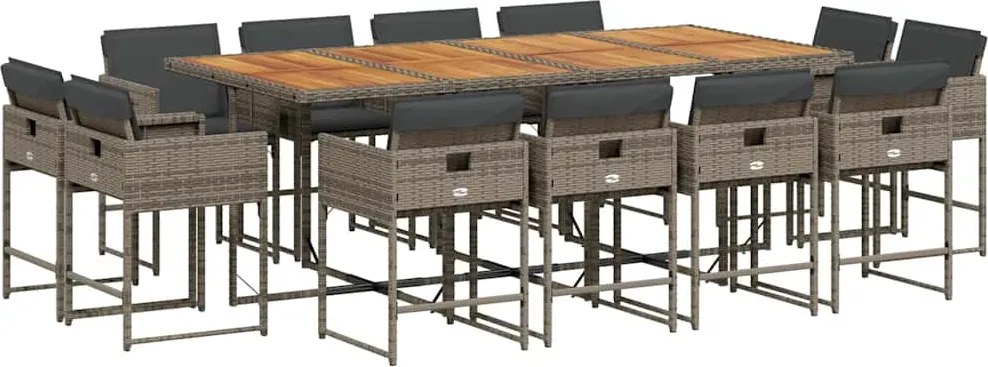 vidaXL 13 részes szürke polyrattan kerti ülőgarnitúra párnákkal