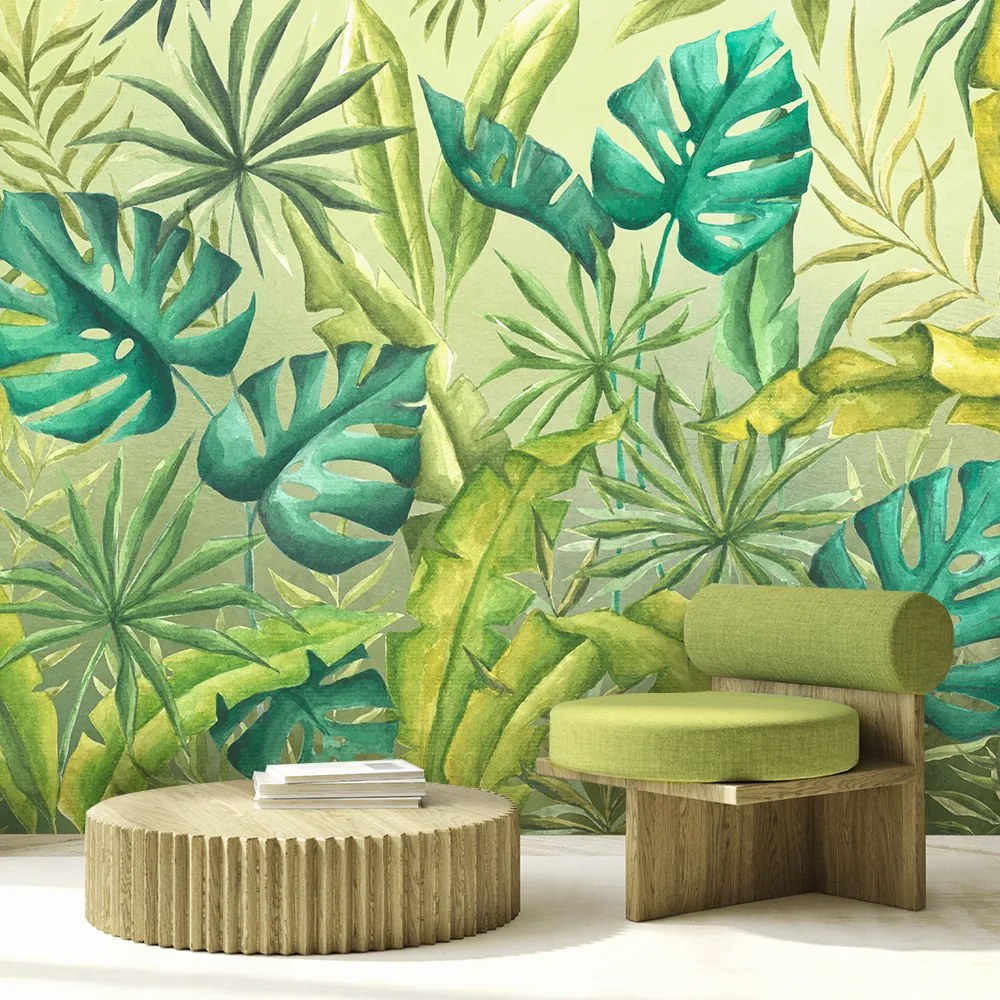 Gario Fotótapéta Zöld monstera zöld alapon Anyag: Vlies, Méret: 300 x 210 cm