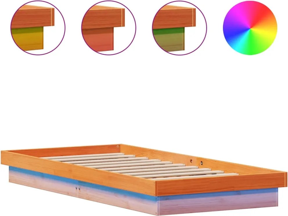 vidaXL viaszbarna tömör fenyőfa LED.-es ágykeret 90 x 200 cm