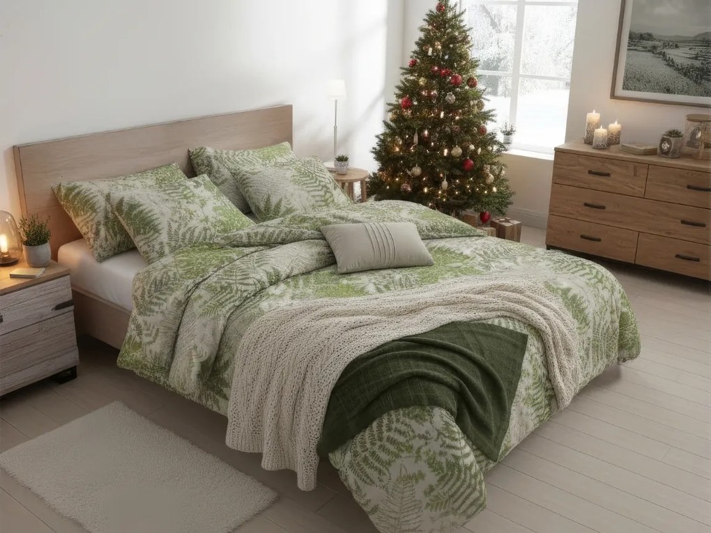 Renforcé pamut ágynemű SERAVINE zöld Ágyneműhuzat mérete: 70 x 90 cm | 140 x 200 cm