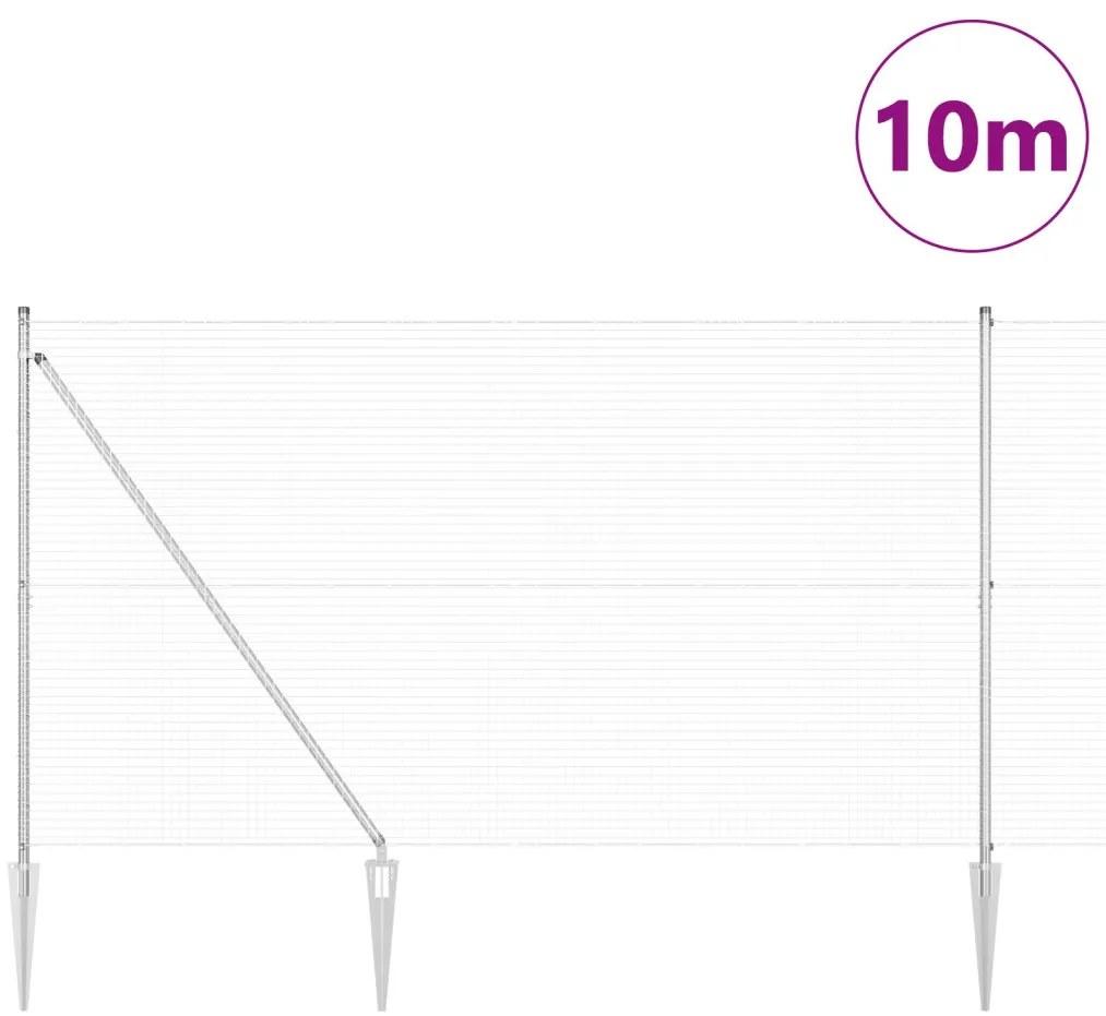 Hegesztett Huzal Kerítés 7 Cövekkel 1.6x10 m Horganyzott Acél