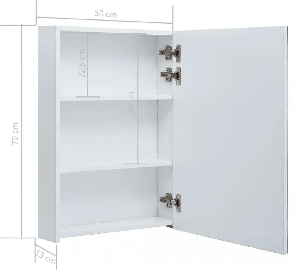 tükrös fürdőszobaszekrény LED világítással 50 x 13 x 70 cm