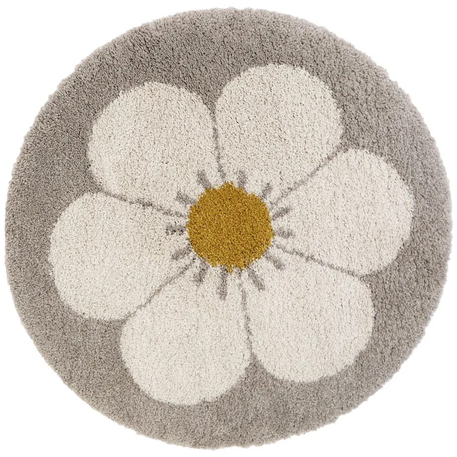 Világosszürke-krémszínű gyerek szőnyeg ø 120 cm Bohemian Daisy – Nattiot