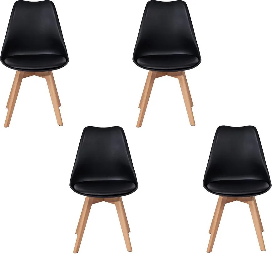 AVENBERG SKANDI 4db Étkezőszék - szett, fekete