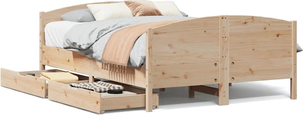 vidaXL tömör fenyőfa ágy matrac nélkül 120 x 190 cm