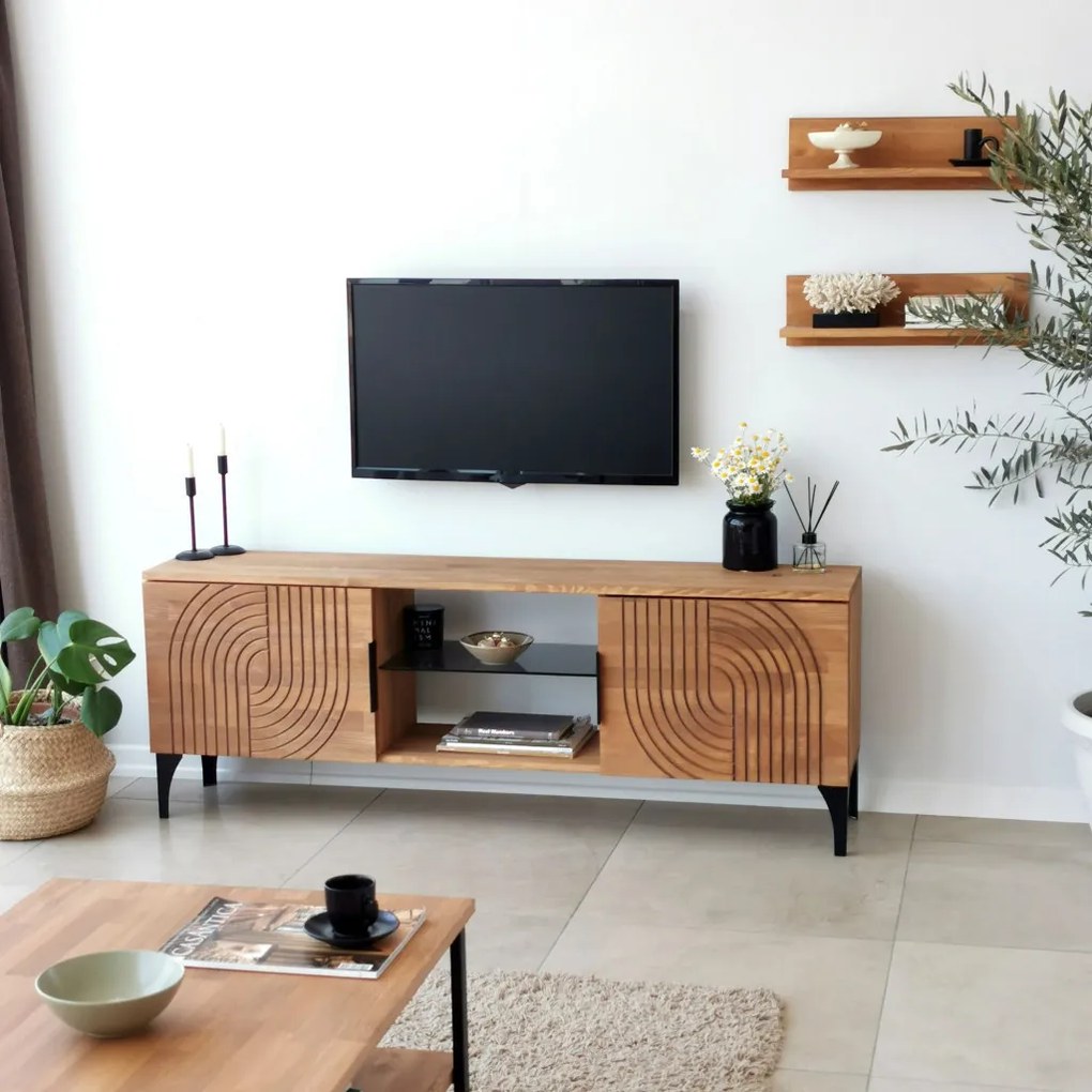 Lidya fém TV-állvány, tölgy, 50 cm