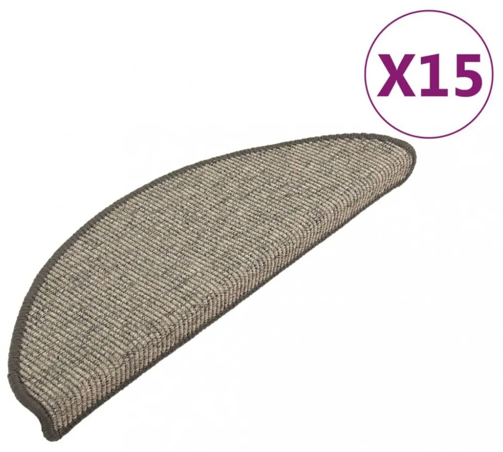 15 db szürke és bézs színű öntapadó lépcsőszőnyeg 65x21x4 cm