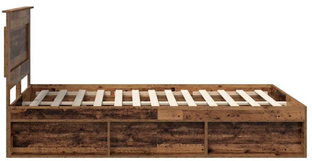 vidaXL Ágykeret fejtámlával Öreg fa 150 x 200 cm Tömör fenyőfa