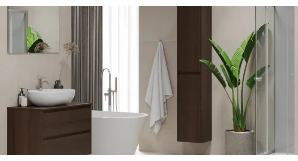 TRONDHEIM fürdőszobai szekrény, 174 cm, dió