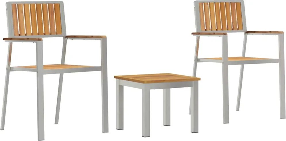 vidaXL Kert étkező szett 3 pcs Barna Tömör Teakfa