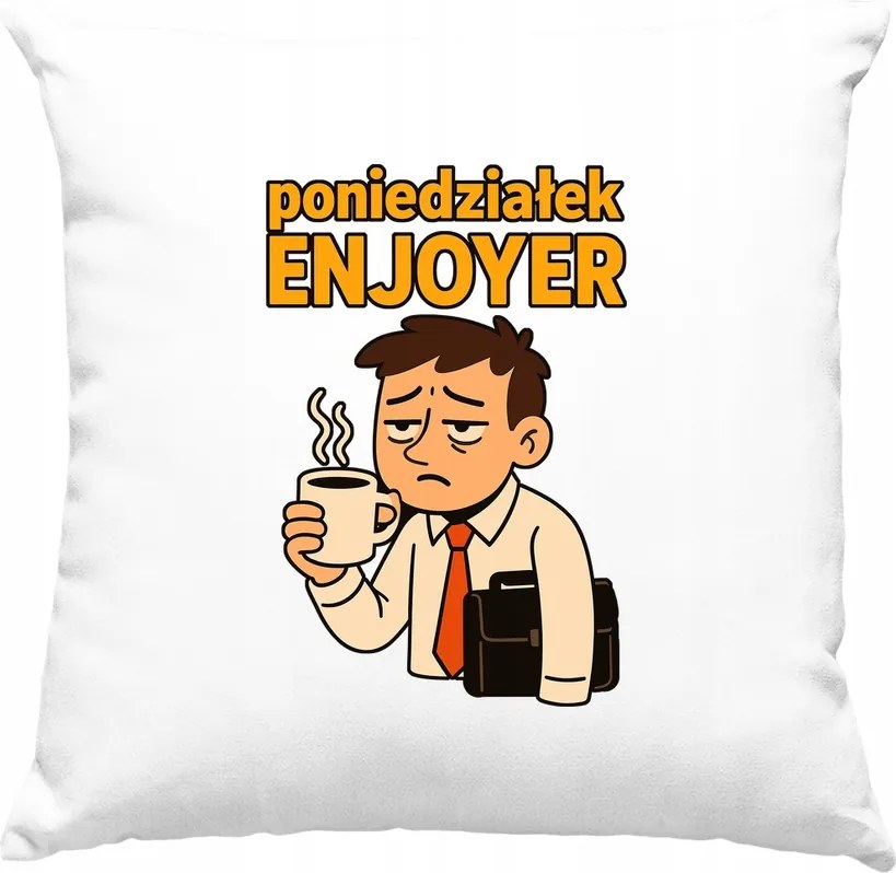 Párna Hétfő Enjoyer Munka Fehér