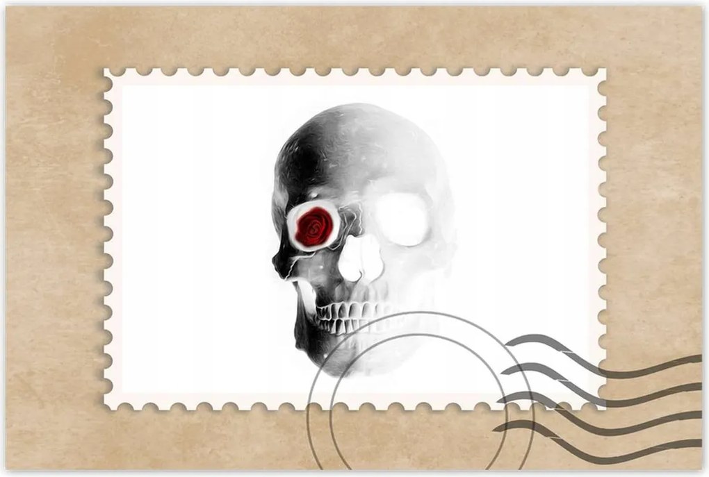 Poszter 60x40 Koponya rózsával Rózsa