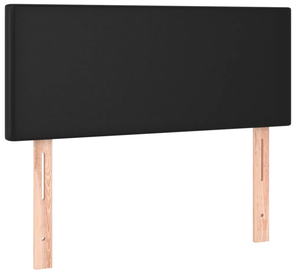 fekete műbőr rugós ágy matraccal 100 x 200 cm