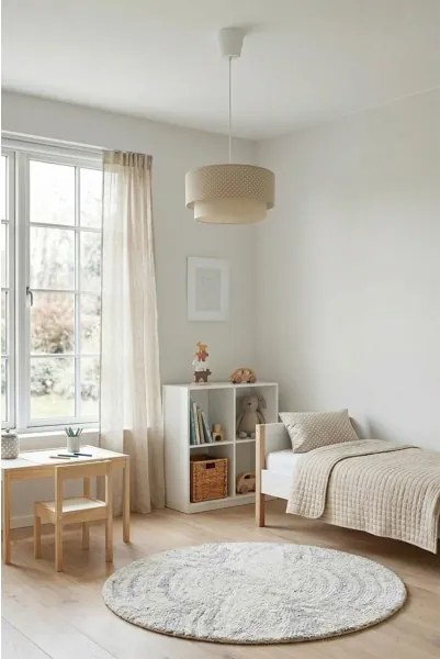 Brilagi-LED BOHO BOBO kábeles függeszték, 1xE27/60W/230V, átm. 40 cm, pöttyös, bézs/krém.