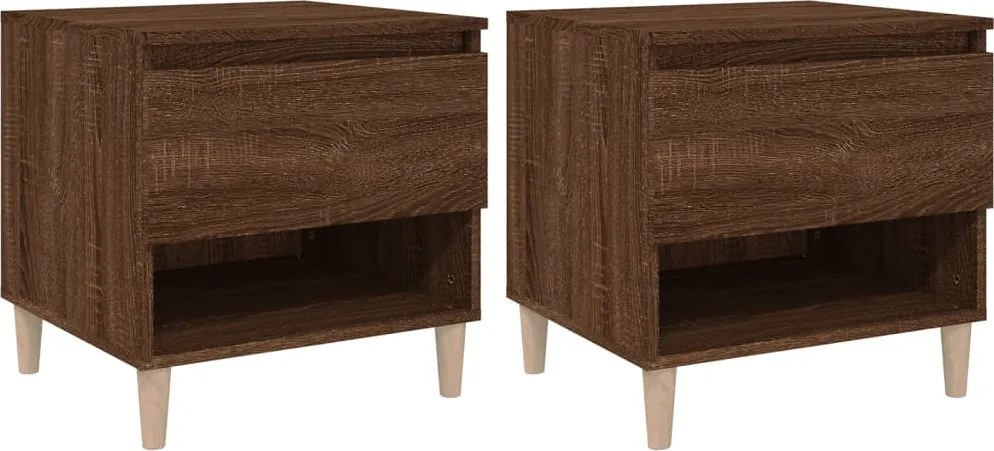 vidaXL 2 db barna tölgyszínű szerelt fa éjjeliszekrény 50x46x50 cm