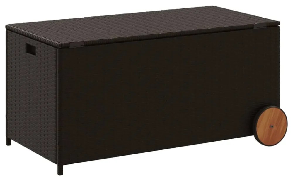 barna polyrattan kerti tárolóláda kerekekkel 190 L