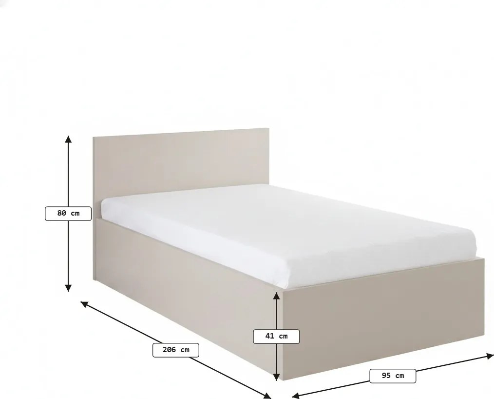 Ágy SOFIA 90 x 200 cm, kasmírszínű bézs Ágyrács: Ágyrács nélkül, Matrac: Deluxe 10 cm matrac