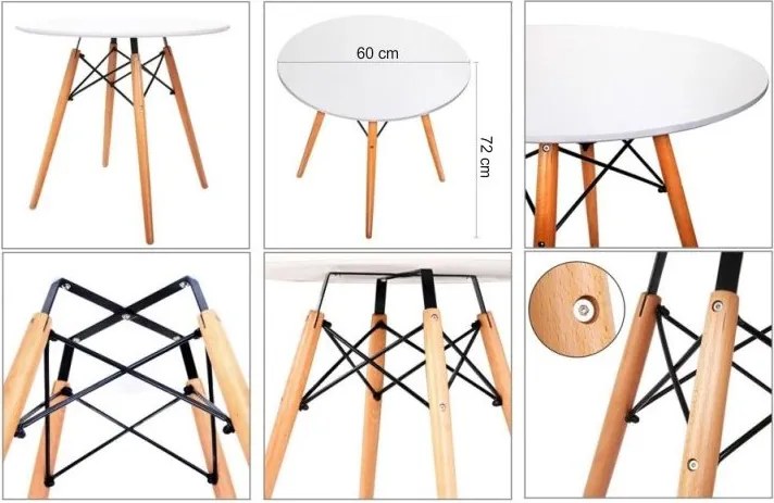 Fehér étkezőasztal OSLO 60x60