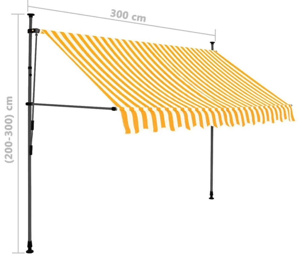 fehér-narancssárga kézzel kihúzható LED-es napellenző 300 cm