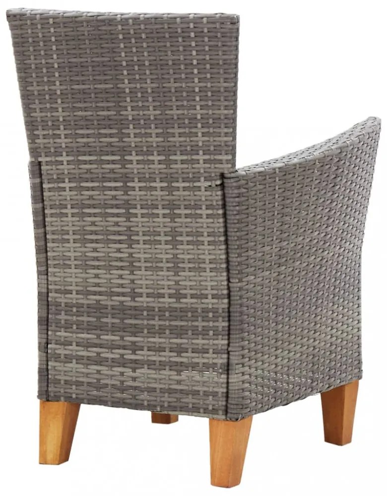 2 db szürke polyrattan kerti szék párnával
