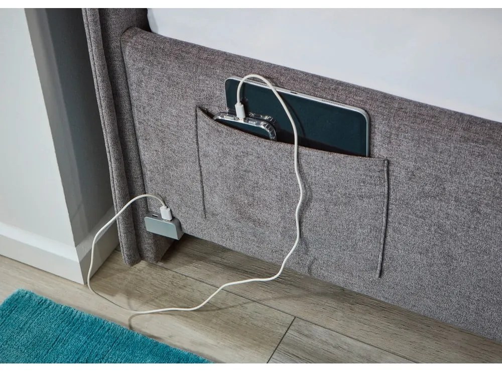 Szürke kárpitozott sarok gyerekágy ágyrács nélkül 120x200 cm Fun – Meise Möbel