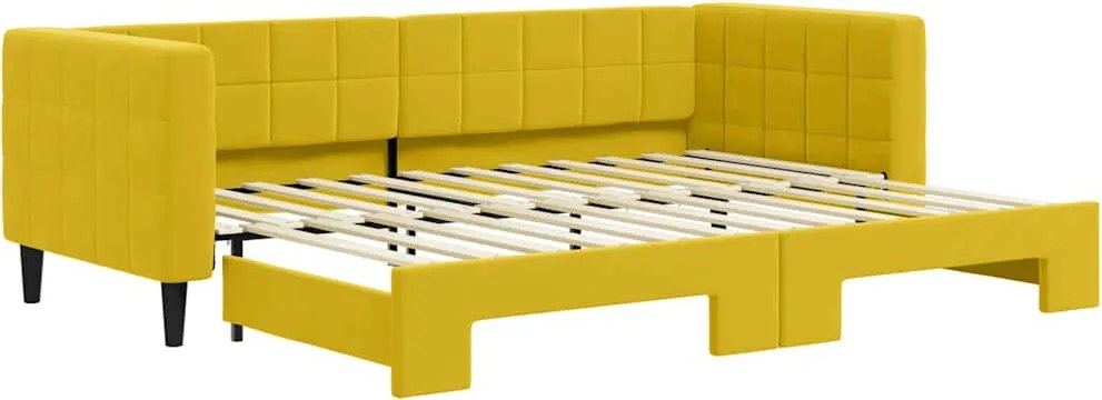 vidaXL sárga kihúzható bársony heverő 80 x 200 cm