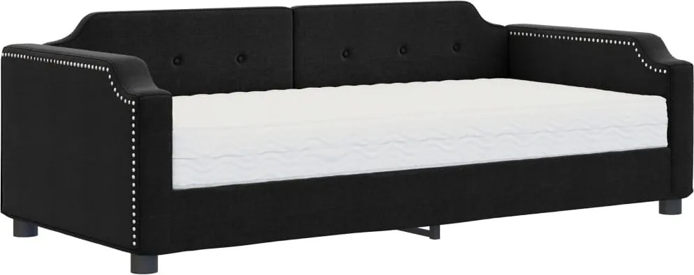 vidaXL fekete szövet kanapéágy matraccal 90 x 190 cm