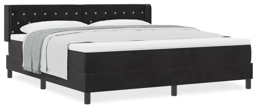 Boxspring Ágy Matrac Alappal Fekete 180x200 cm Bársonyos