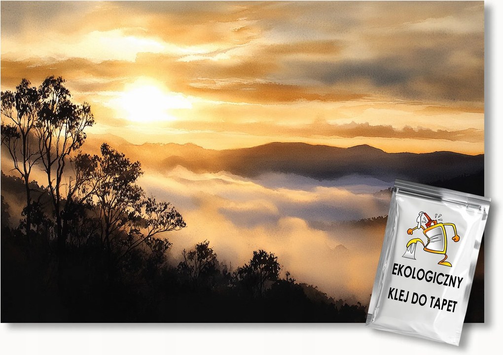 Fotótapéta Flizelina Tájkép Kilátás Hegyek Köd Napnyugta 152,5x104 ragasztó