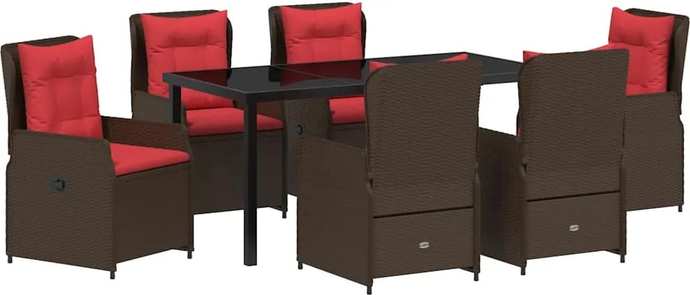 vidaXL Kert étkező szett 7 pcs Barna Poli rattan