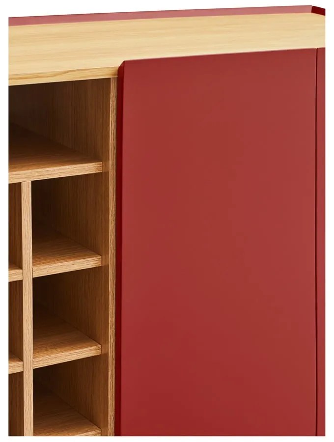 Piros magas komód tölgyfa dekorral 95x120 cm Arista – Teulat