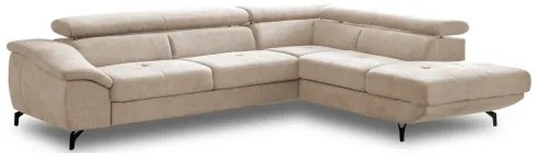 Bézs BRESCIA L-alakú, jobbos, ágyneműtartós sarokkanapé