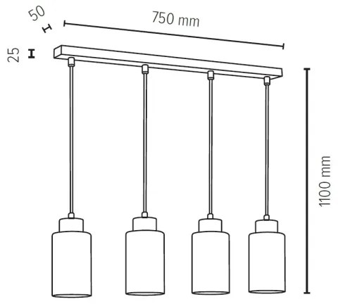 Spot-Light 1720474 - BOSCO 4 ágú függeszték E27/60W/230V