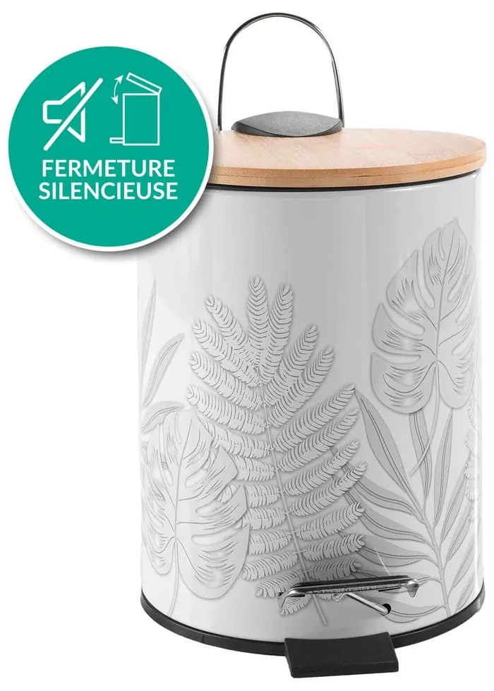 Fehér fém pedálos szemetes 3 l Amber – douceur d'intérieur